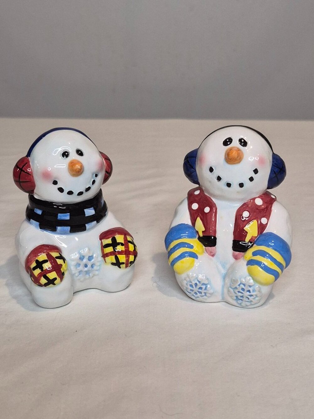 Christmas Porcelain Snowman Salt & Pepper Shakers
